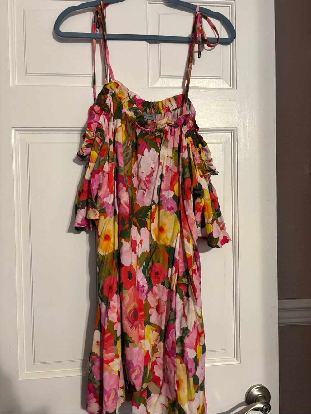 Women’s Conditions Apply Cold-Shoulder Floral Sundress in Pink & Yellow